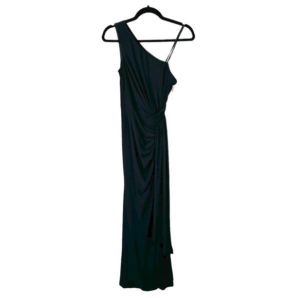 Vince Camuto New Womens One Shoulder Ruched Side Gown Dress Black 2 Classic Glam - Picture 2 of 15